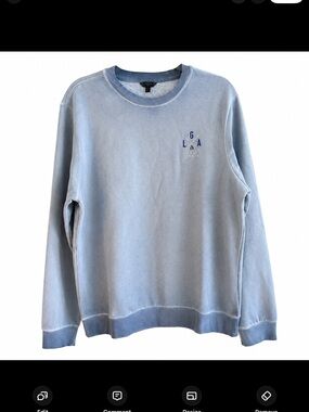 Guess Unisex Blue Distressed Crewneck Sweater NWT size L